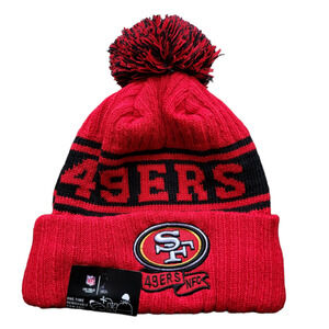 NWT San Francisco 49ers Sports Knit Pom Beanie Fleece Lining OSFA Unisex